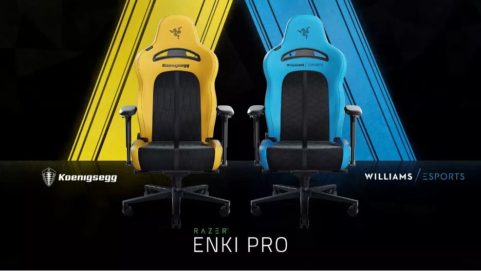 Razer revamps Enki Pro gaming chair with motoring-inspired Williams F1 and Koenigsegg editions